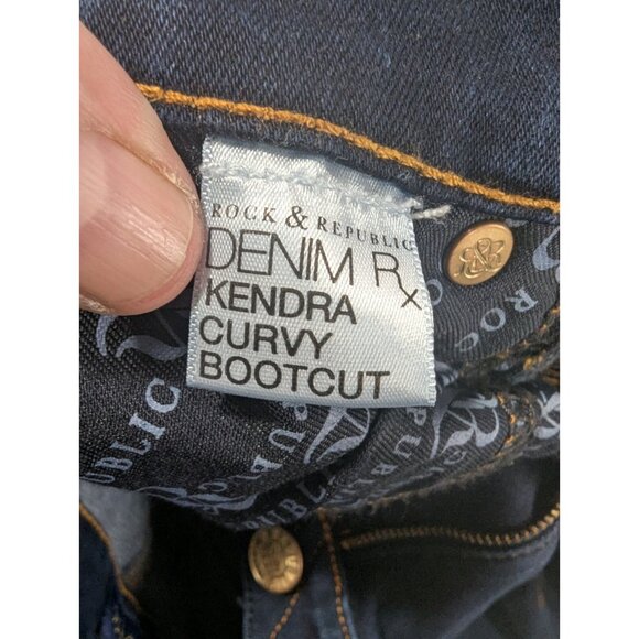 Rock Republic Jeans Womens Size 4 Blue Kendra Curvy Bootcut Whiskers Dark Wash - Picture 15 of 16